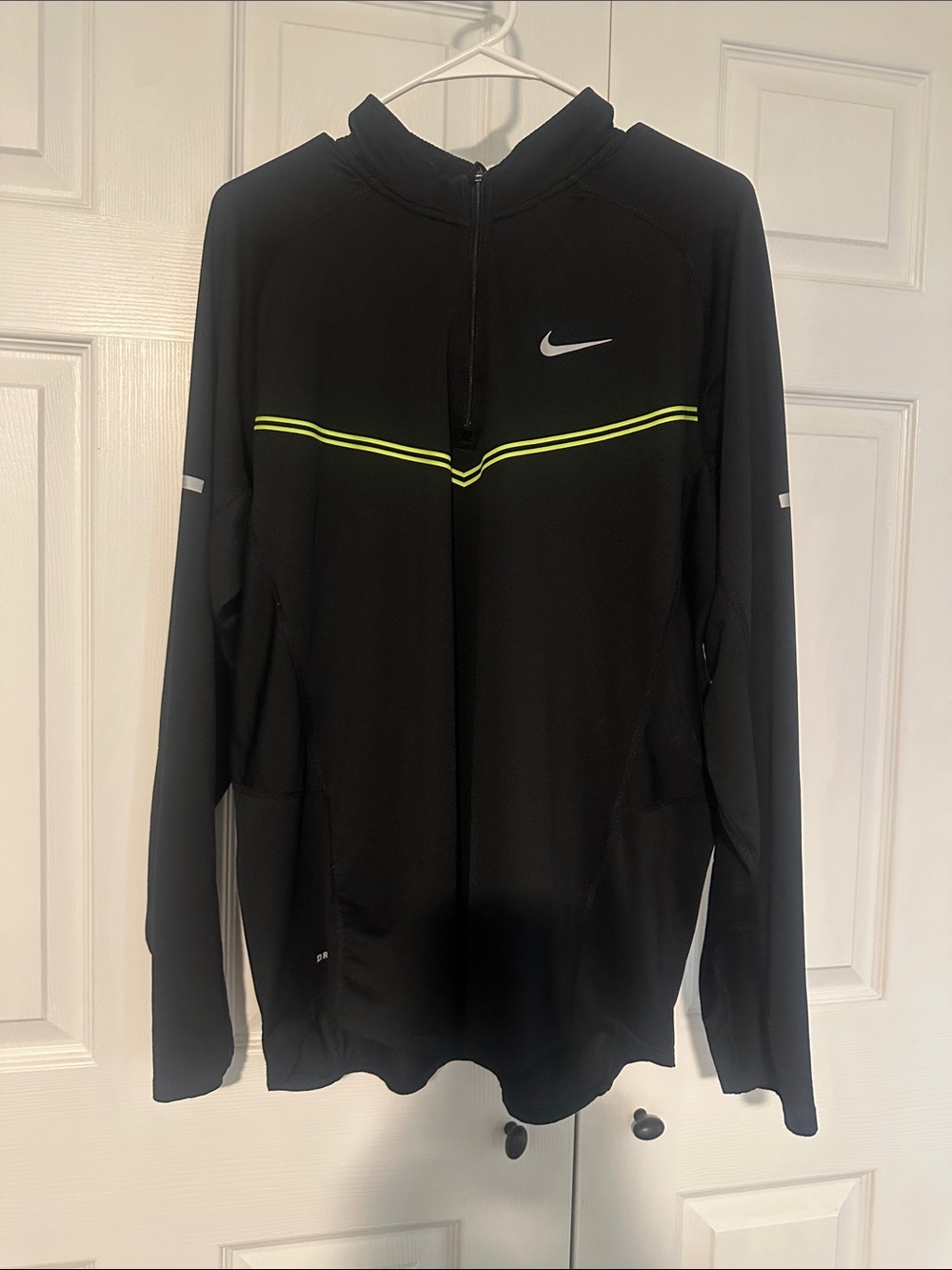 Nike Black Jacket with Neon Yellow Chest Stripe